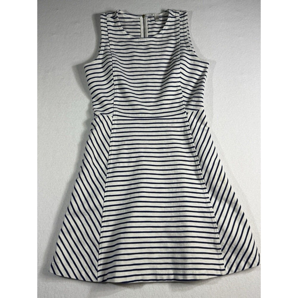 J. Crew Womens Size 4 Blue White Striped Sleeveless Fit Flare Dress